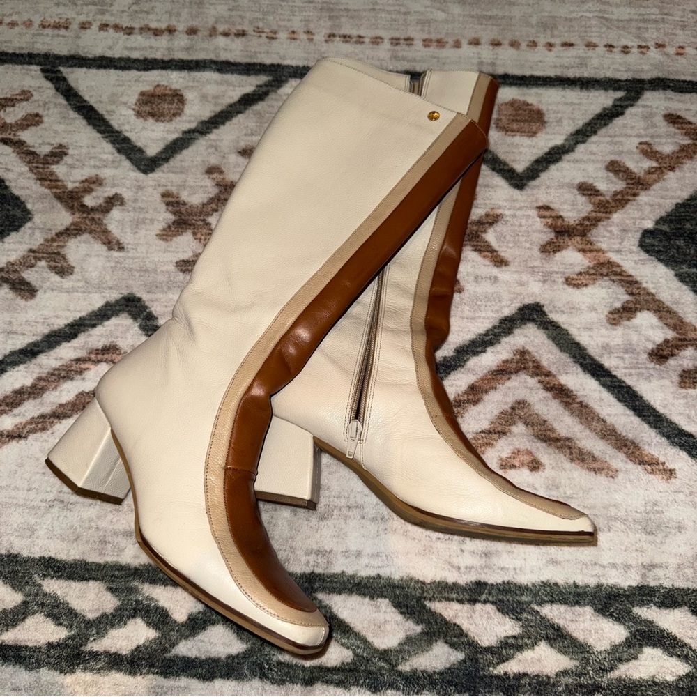 Revival Cream and Brown Striped Boots